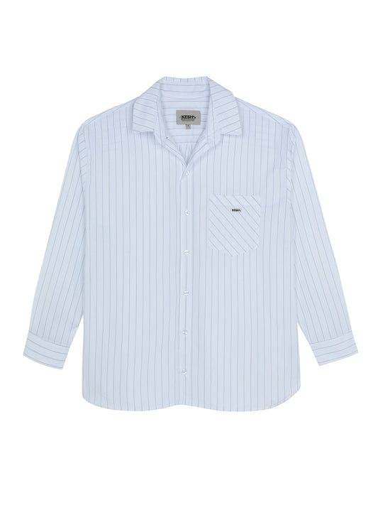 DRESS SHIRT WHITE BLACK PINSTRIPES