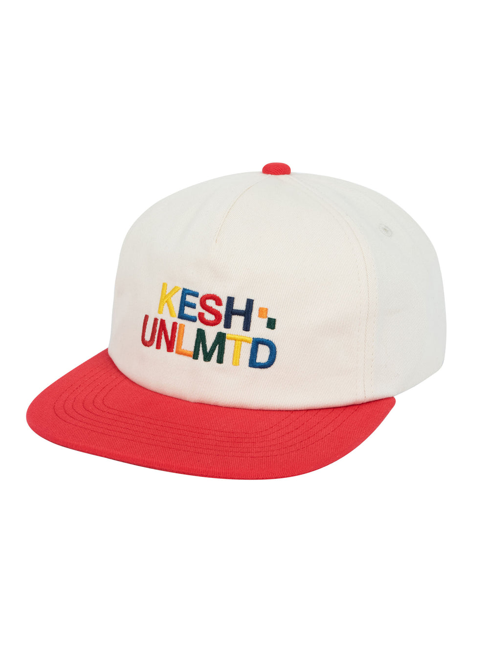 KAMP KESH 5 PANEL HAT MULTI LOGO CREME RED