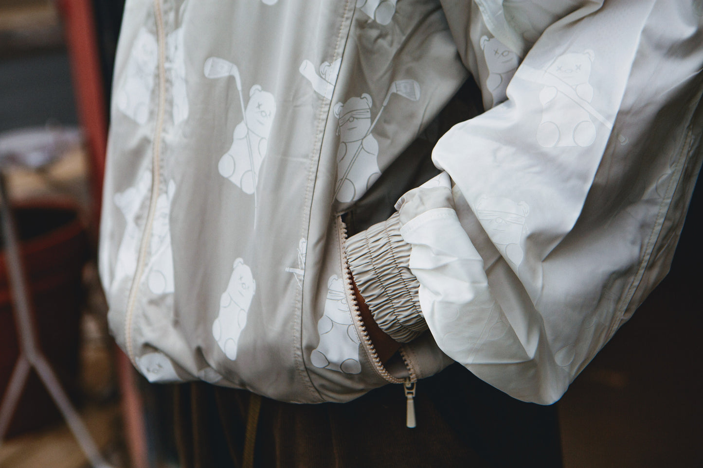 Teddy track jacket Beige white
