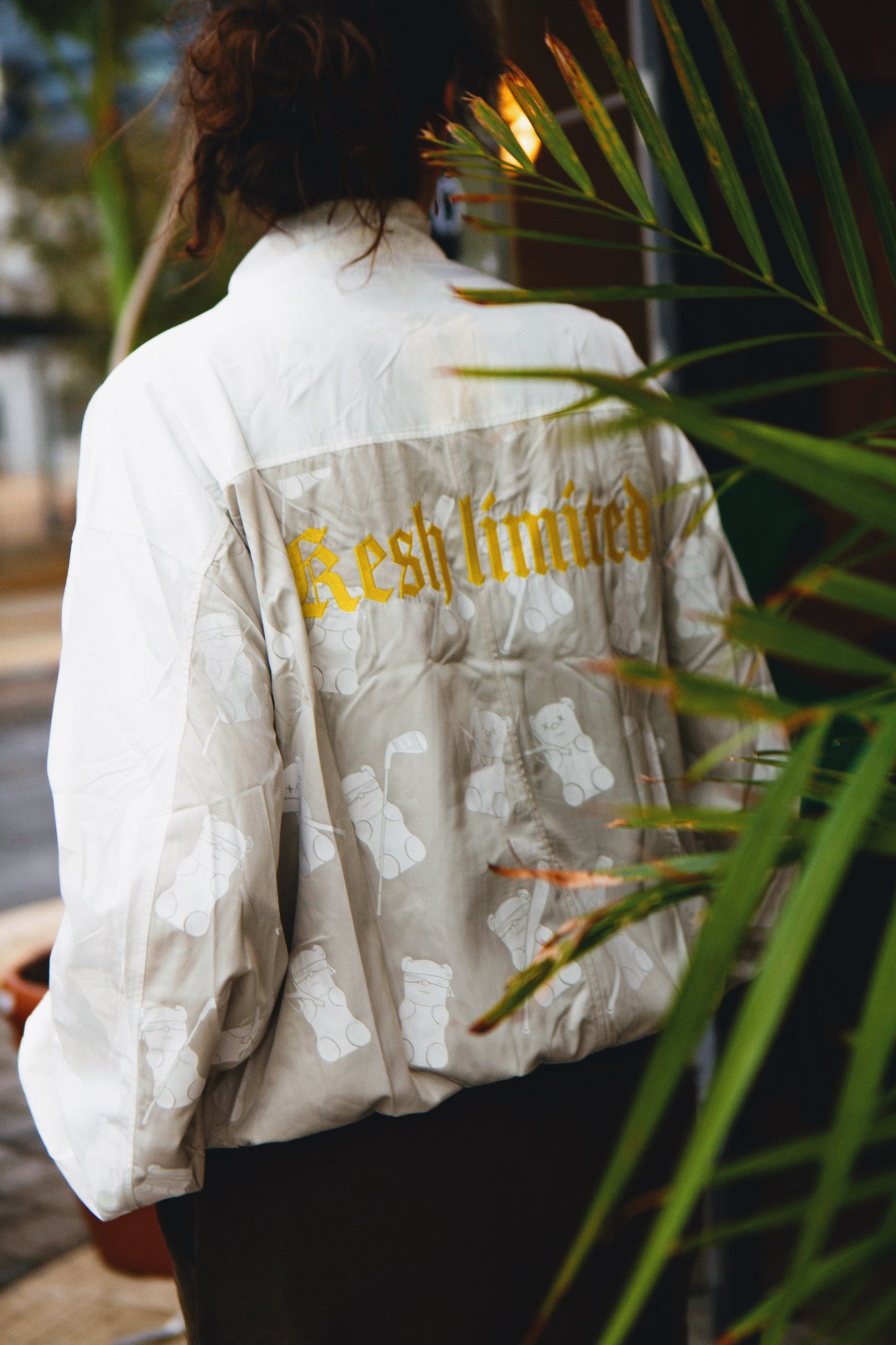 Teddy track jacket Beige white