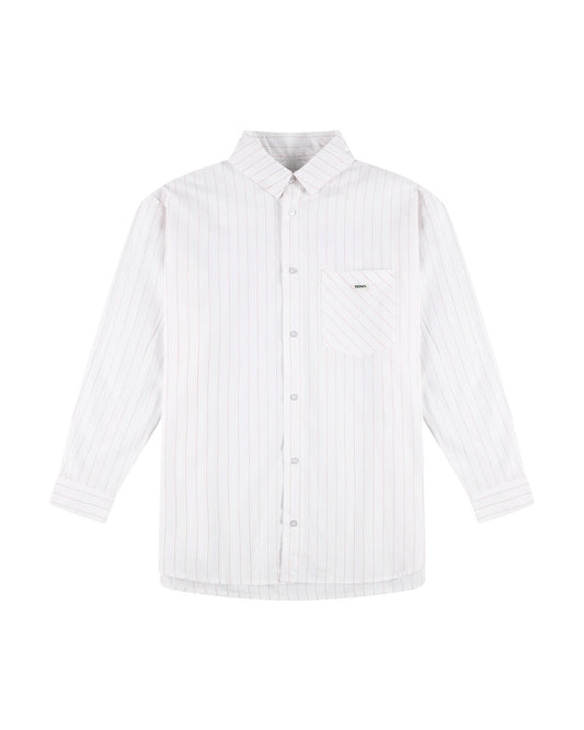 DRESS SHIRT WHITE RED PINSTRIPES